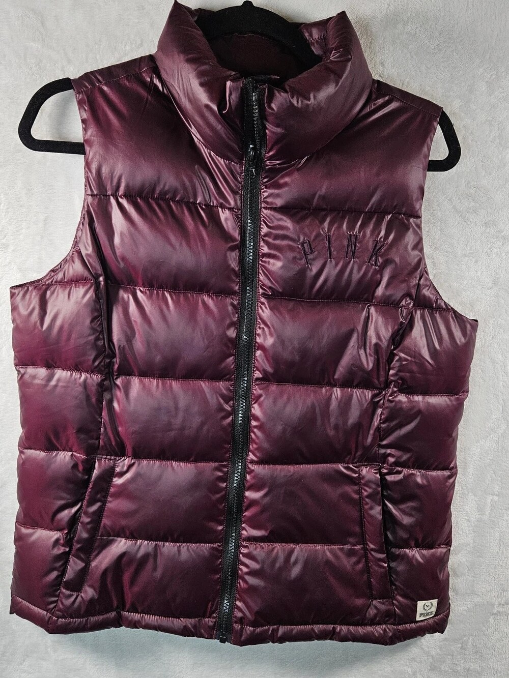 PINK Victoria's Secret Quilted Puffer Vest Burgundy Women's Size Small